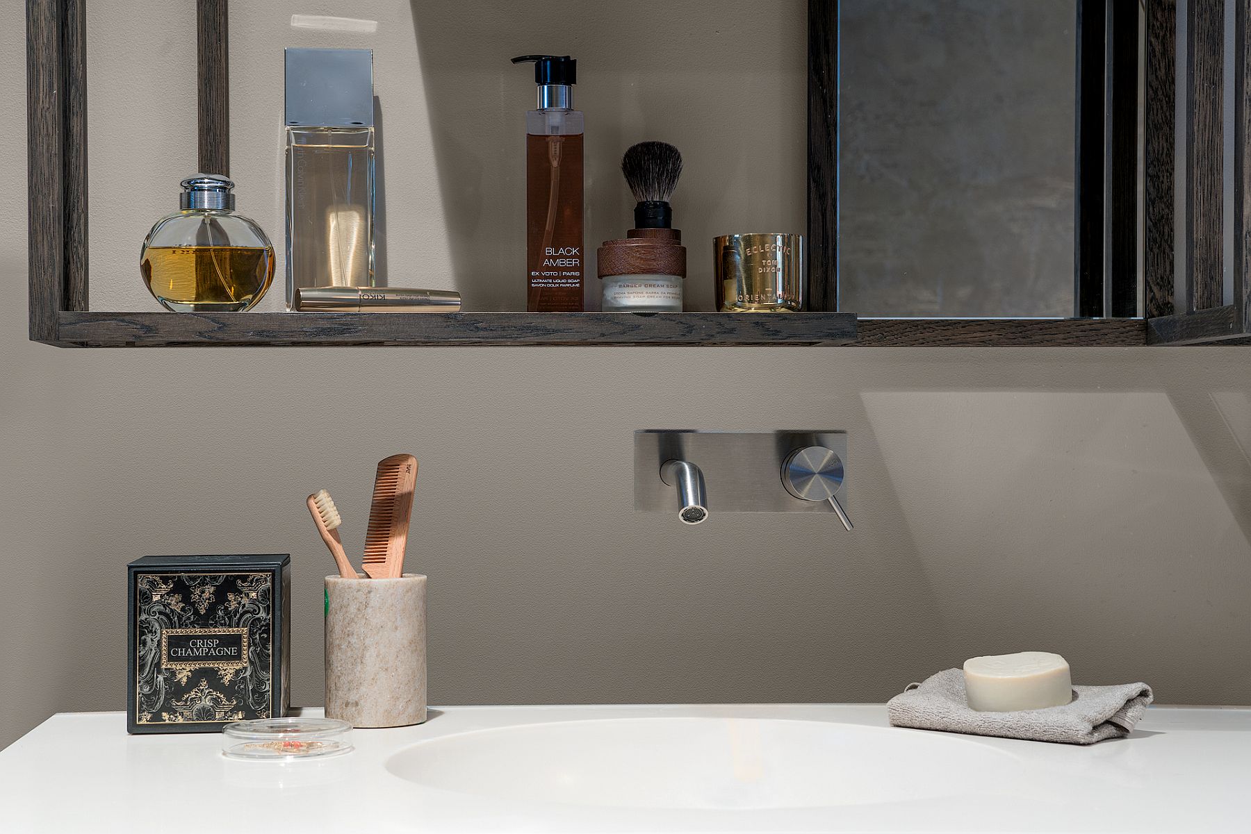 Solid wood medicine cabinet in the bathroom designed by Robert Kolenik