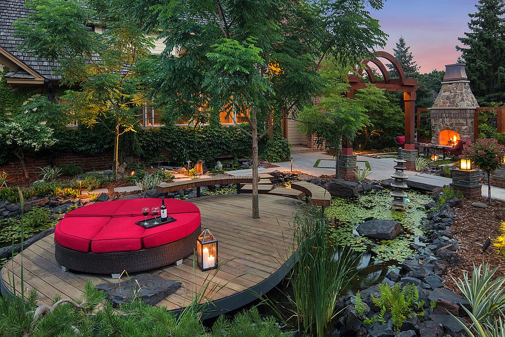 Stunning Asian garden and deck offer a mesmerizing retreat at home