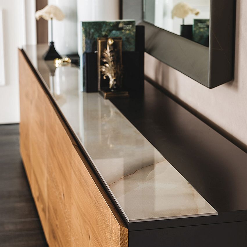 Top of the sideboard also offers ample textural contrast