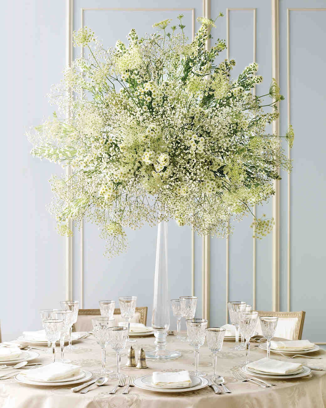 Affordable baby's breath centerpiece from Martha Stewart Weddings