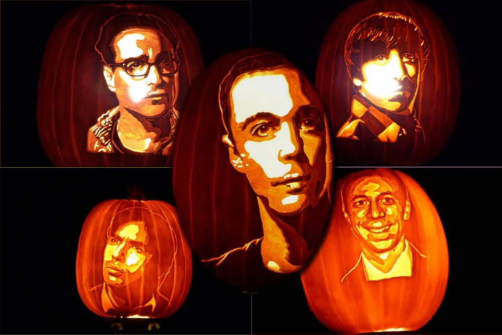 Big Bang Theory theme pumpkins on display [From: geekoutlaw]