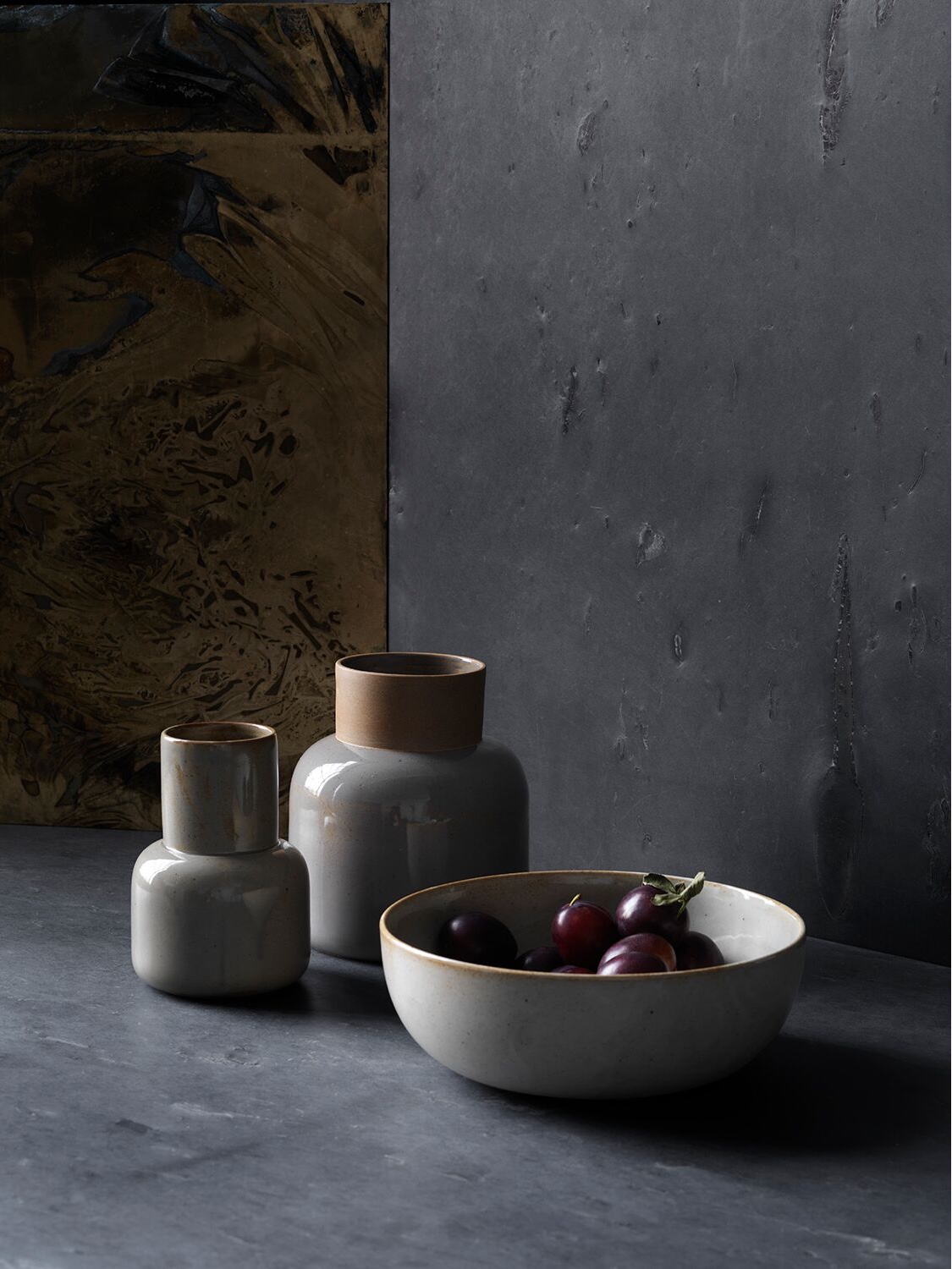 Earthenware vases and bowl by Cecilie Manz for Objects.