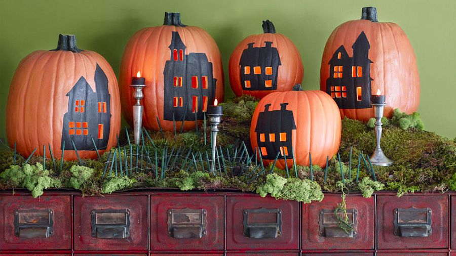 Create an entire haunted village with carved pumpkins