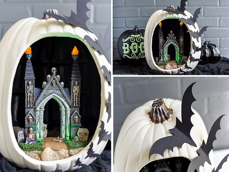 DIY Bat Pumpkin Diorama