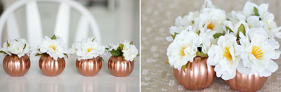 DIY Copper pumpkin vases [From: up to date interiors]