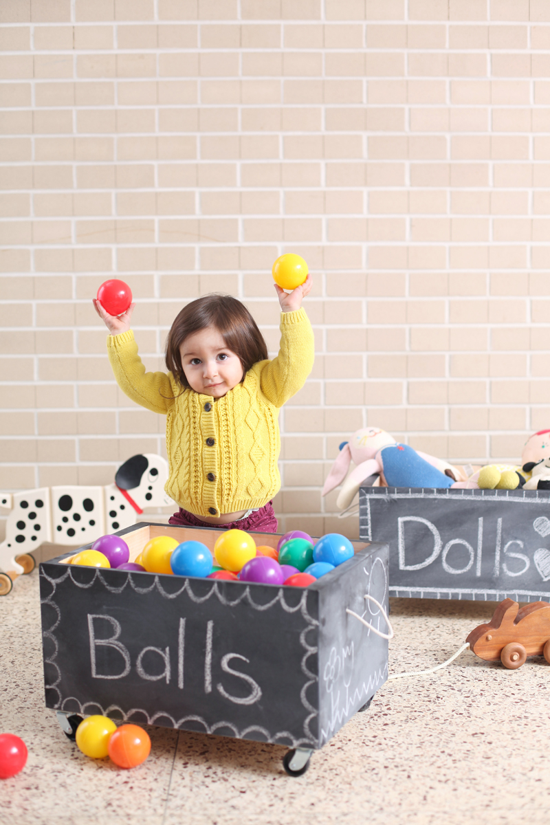 DIY chalkboard toy box from A Beautiful Mess