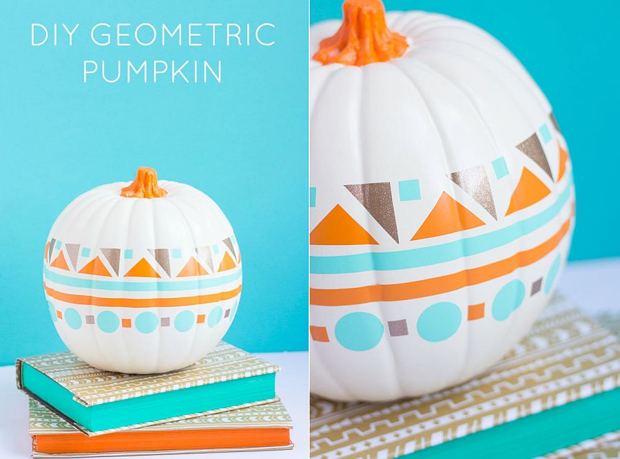 DIY geometric pumpkin design using just paint [From: Design Improvised] 