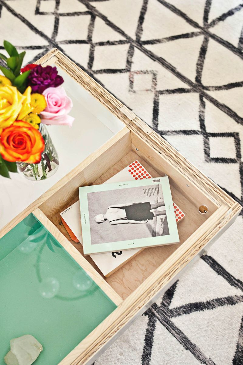 DIY storage coffee table from A Beautiful Mess