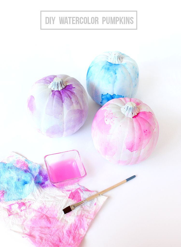 DIY watercolor pumpkins for those who love pastel hues