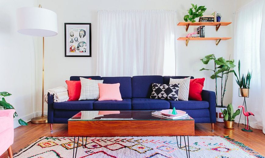Vibrant Trend 25 Colorful Sofas To, Best Area Rug For Blue Sofa
