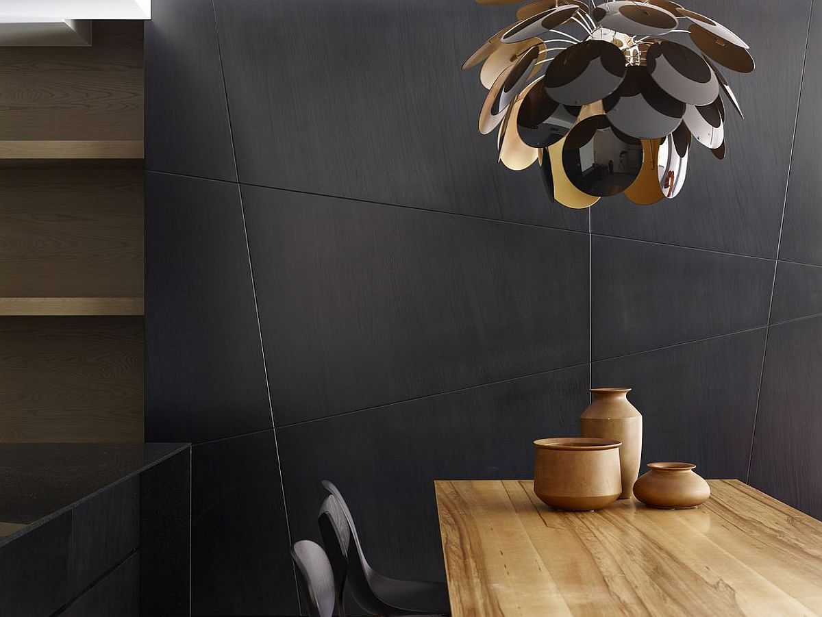 Design of the dining room pendant mimics that of a flower