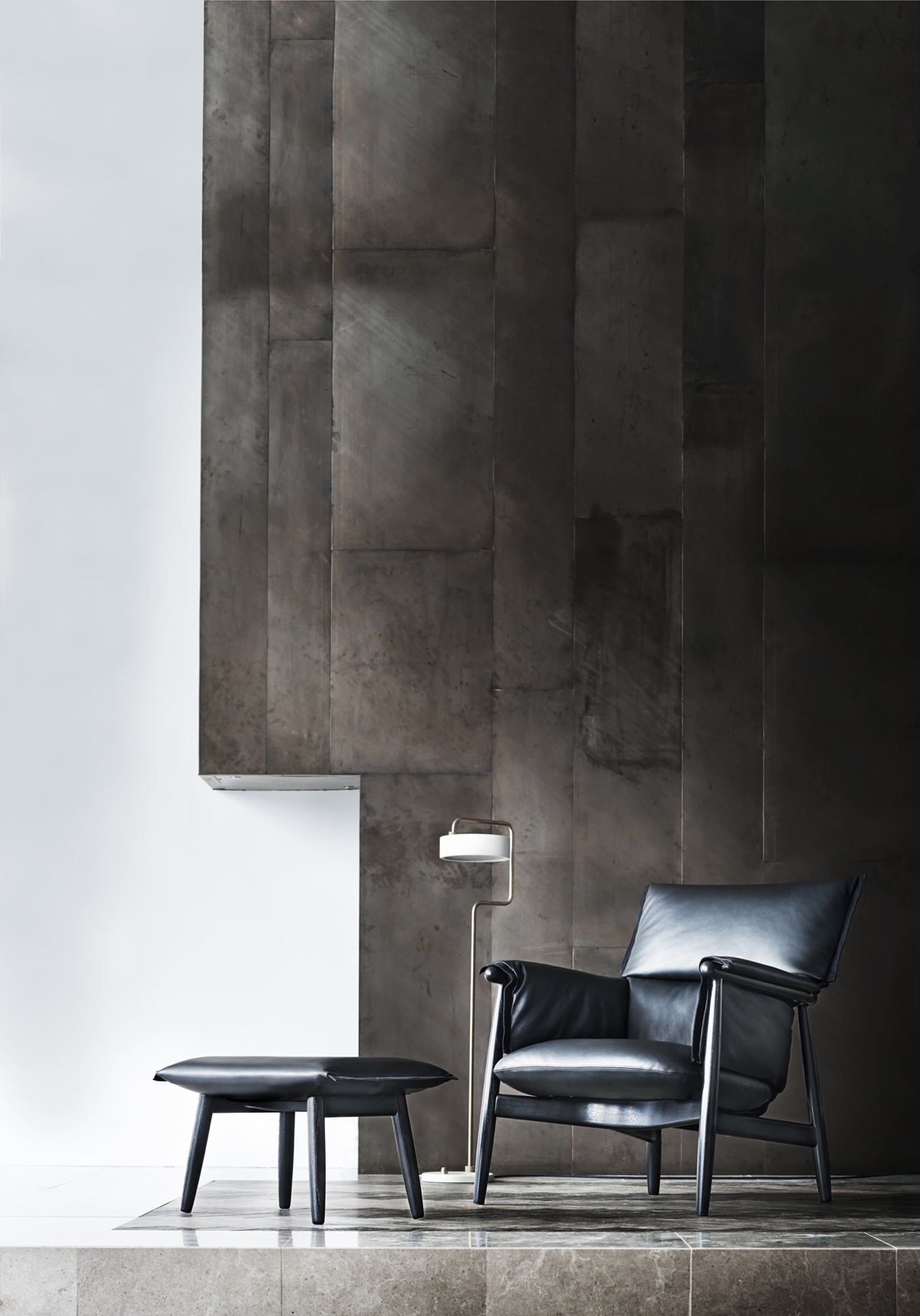 EOOS Embrace Lounge Chair in black oak and leather.