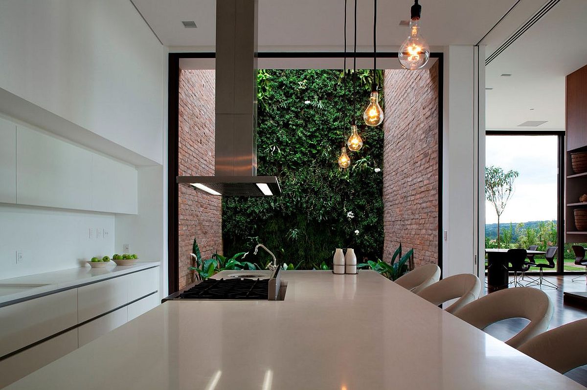 Edison bulbs and exposed brick walls give the interior a subtle industrial touch