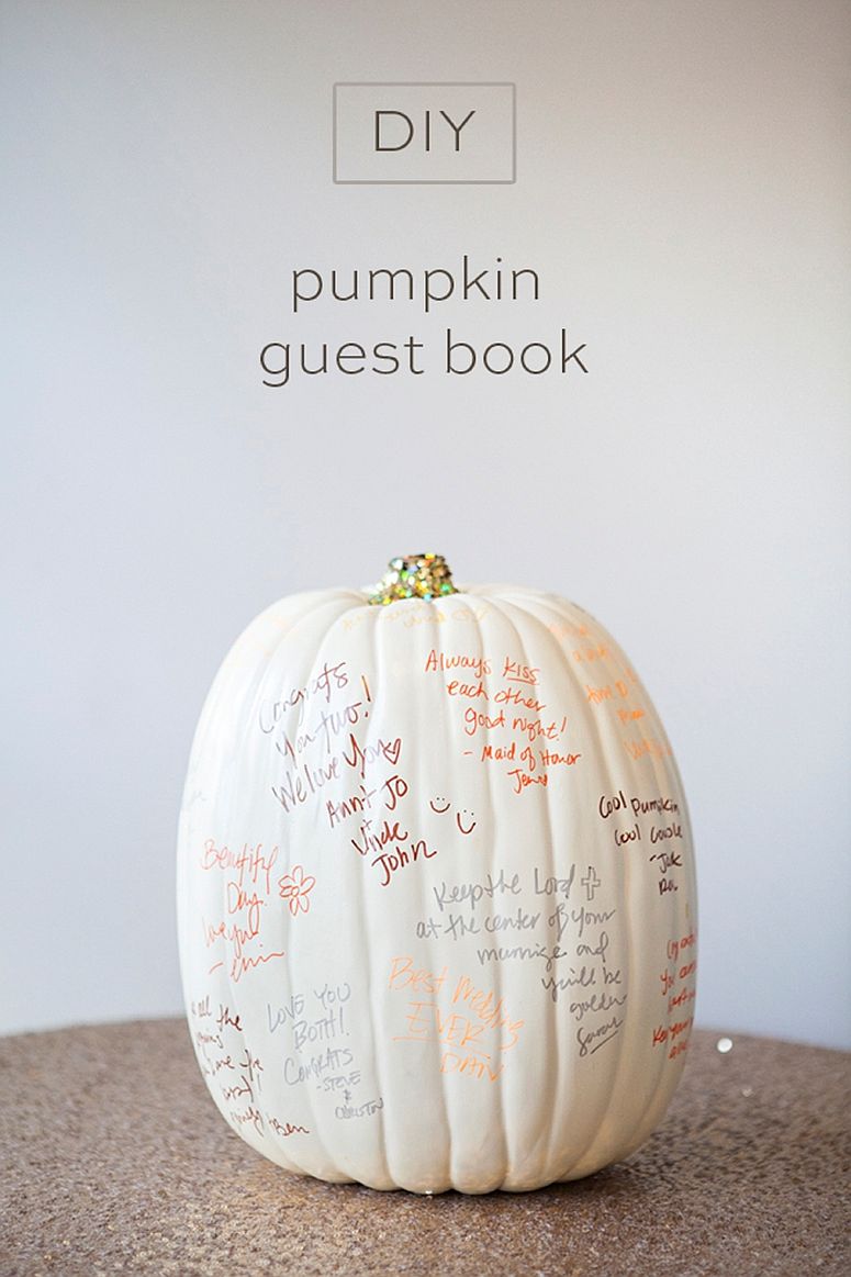 Fabulous DIY pumpkin guest book is perfect for Halloween