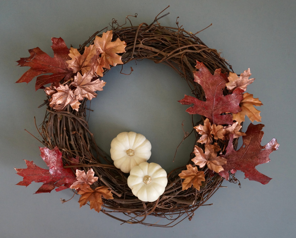 A DIY Fall Wreath with Metallic Shine