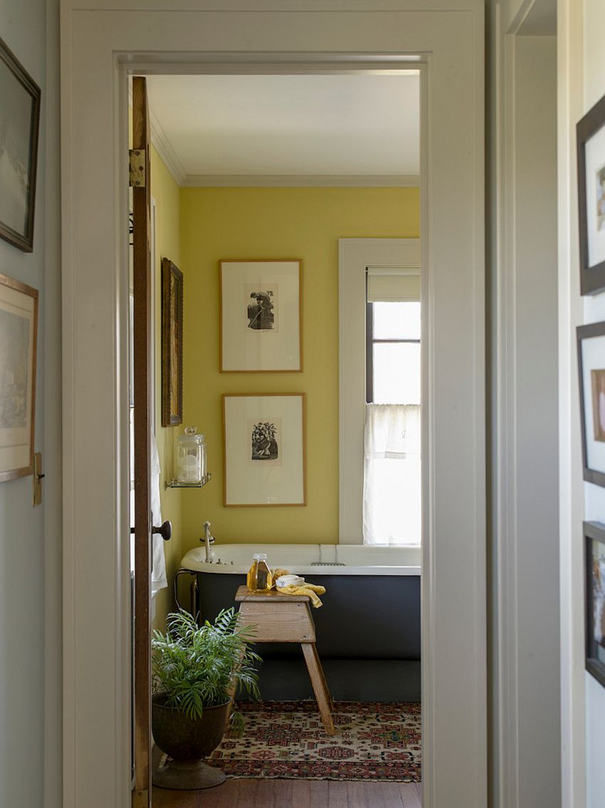 Trendy and Refreshing Gray  and Yellow  Bathrooms  That Delight