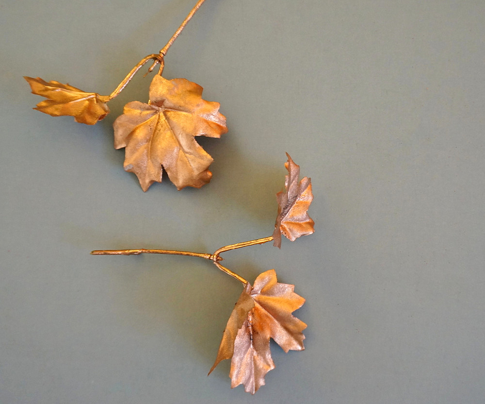 Faux copper leaves