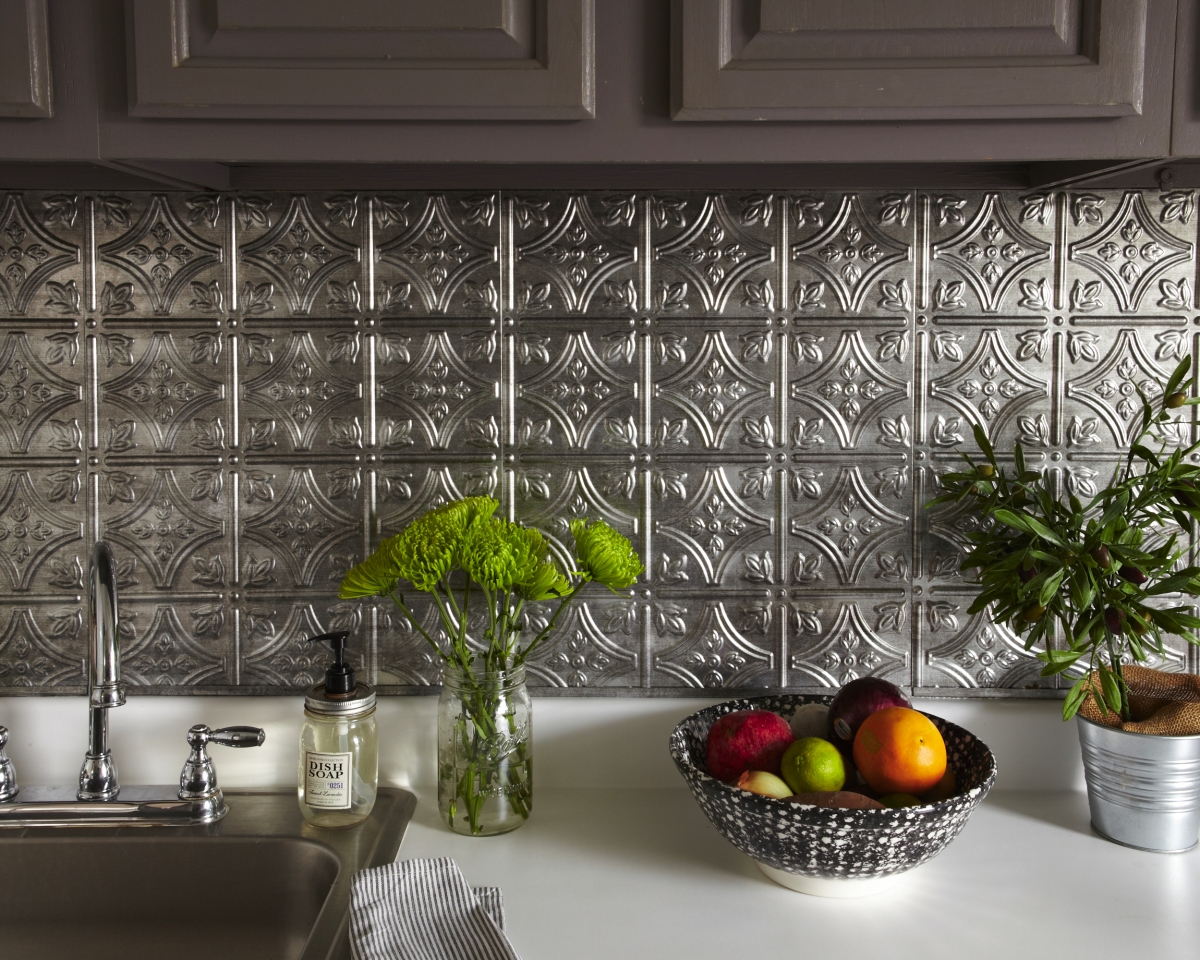 DIY Kitchen Backsplash Ideas   Faux Tin Backsplash From A Cup Of Jo 