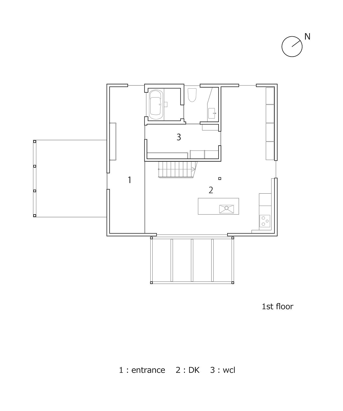 First level floor plan of Ishibe House