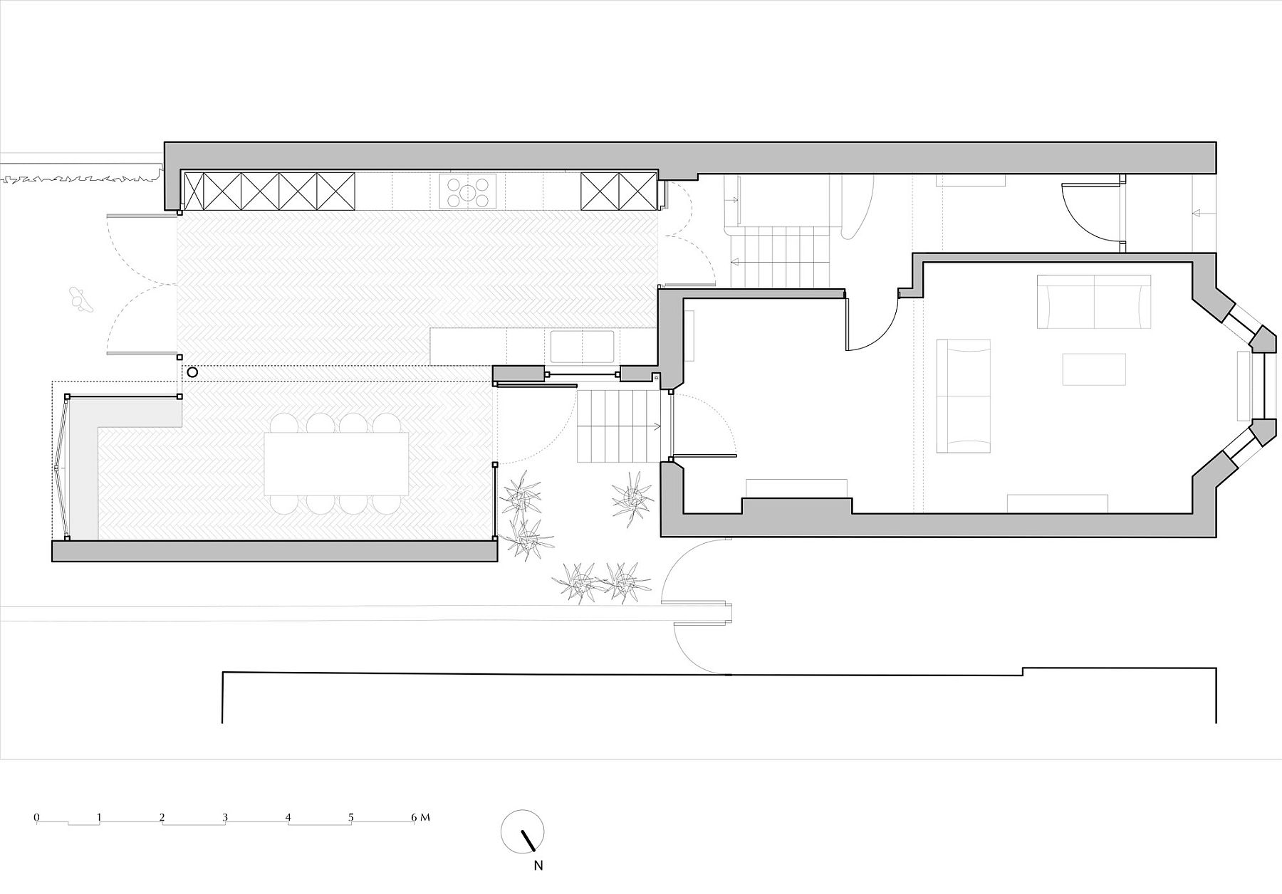Floor plan of the extended Victorian house in Highbury
