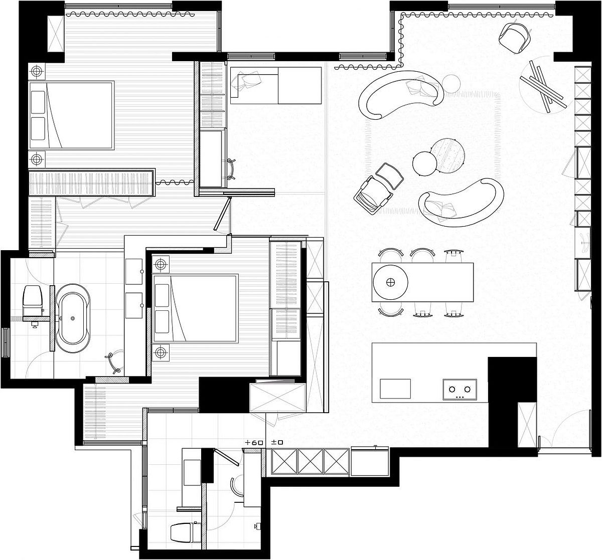 Floor plan of the revamped private residence in Taipei