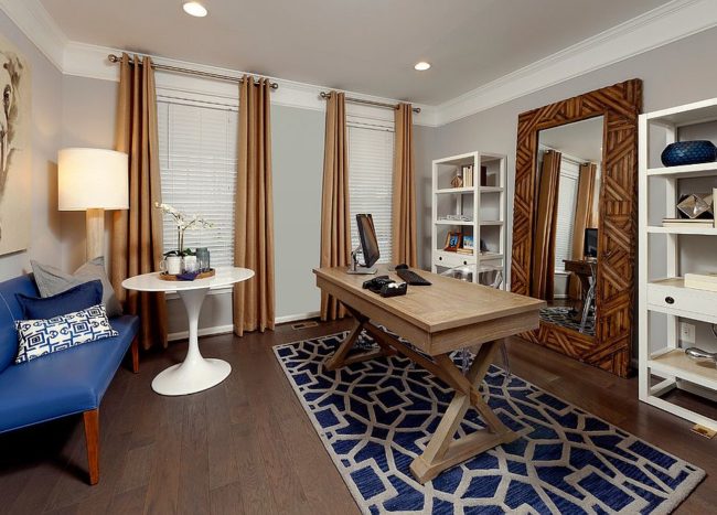 Giant Mirror And A Small Coffee Zone Set This Home Office Apart From The Usual 650x467 