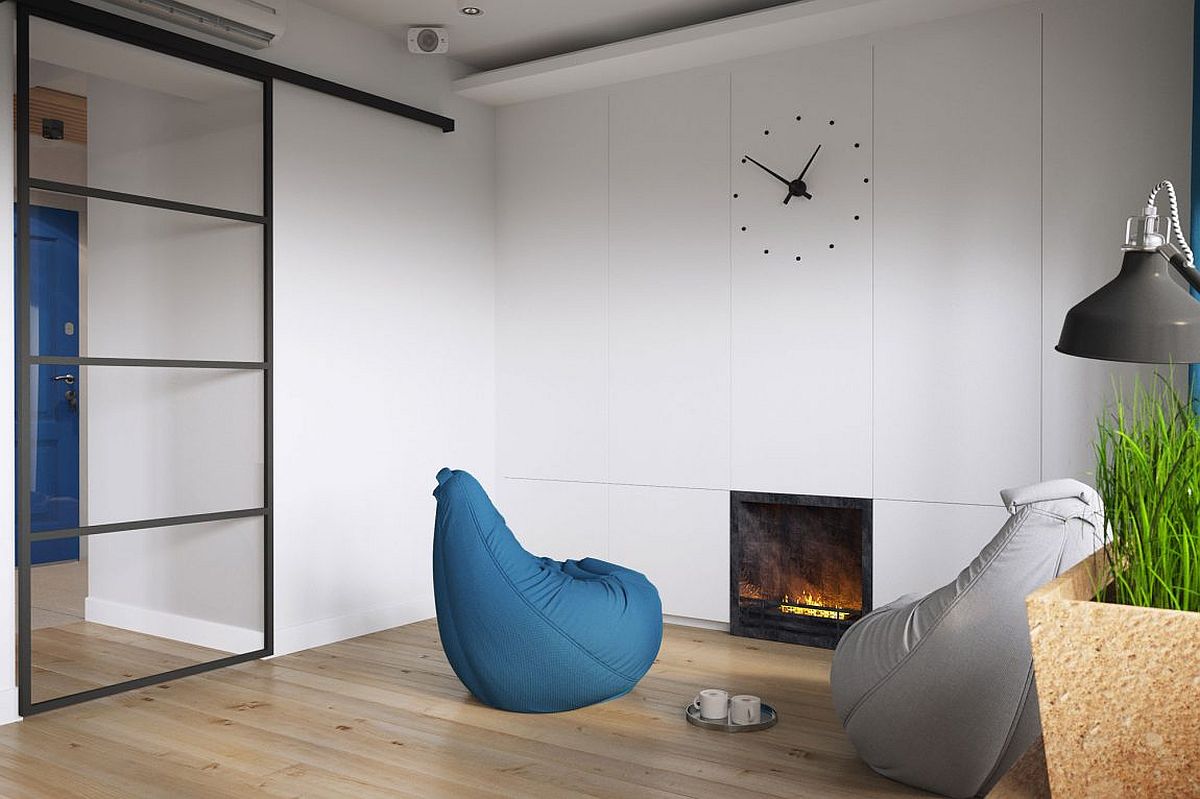 Gorgeous and space-savvy built-in Bio-fireplace in the living room