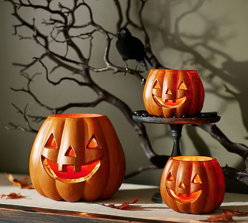 Jack-o-lantern luminaries from Pottery Barn can also be easily crafted at home