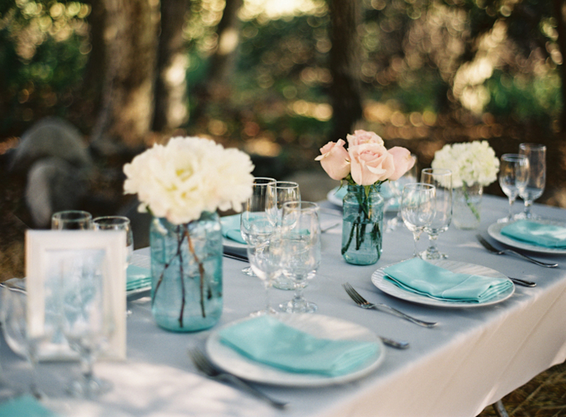 Mason jar flower idea from Project Wedding