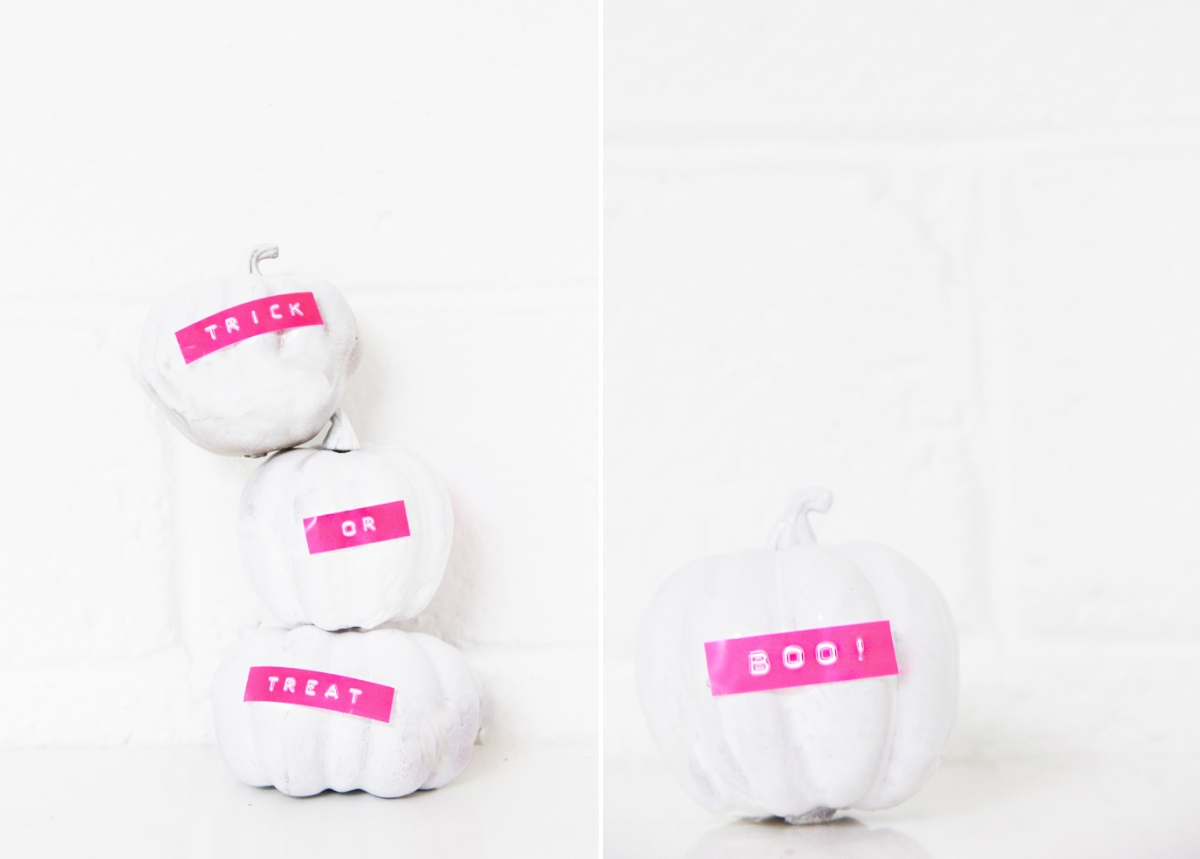 Neon label pumpkins from A Bubbly Life