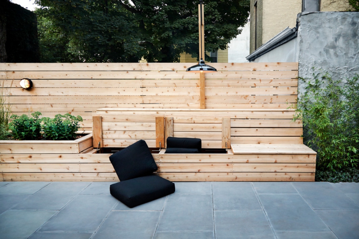 Outdoor storage bench from New Eco Landscapes