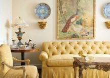 Skirted sofa in yellow for the traditional living room 217x155 Vibrant Trend: 25 Colorful Sofas to Rejuvenate Your Living Room