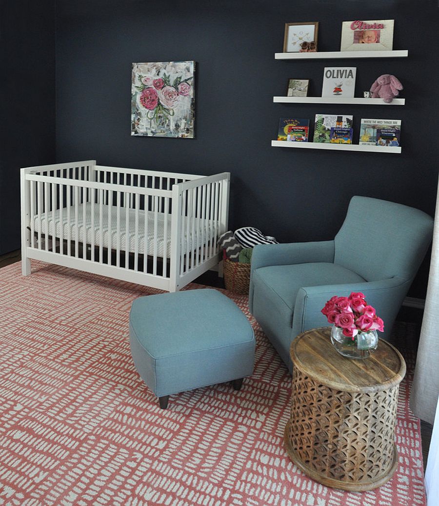 Sophisticated nursery design in black and pink