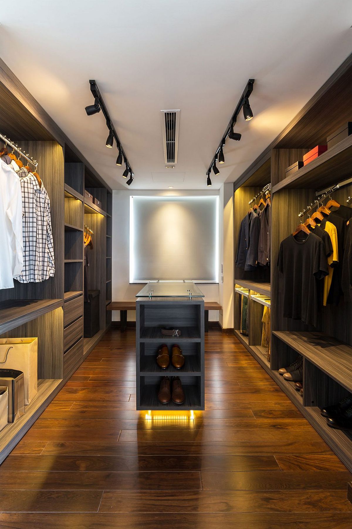 Spacious walk-in closet next to the master bedroom