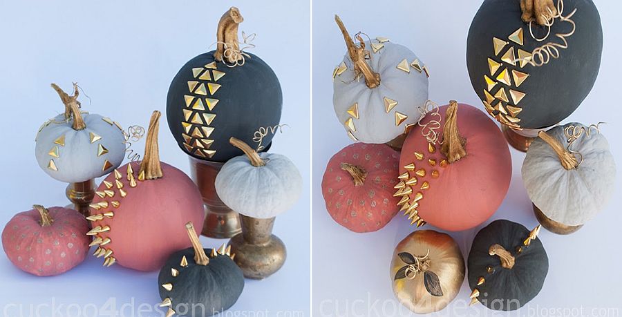 Studded chalkpaint pumpkins give your Halloween decor a punk look [From: Cuckoo4Design]