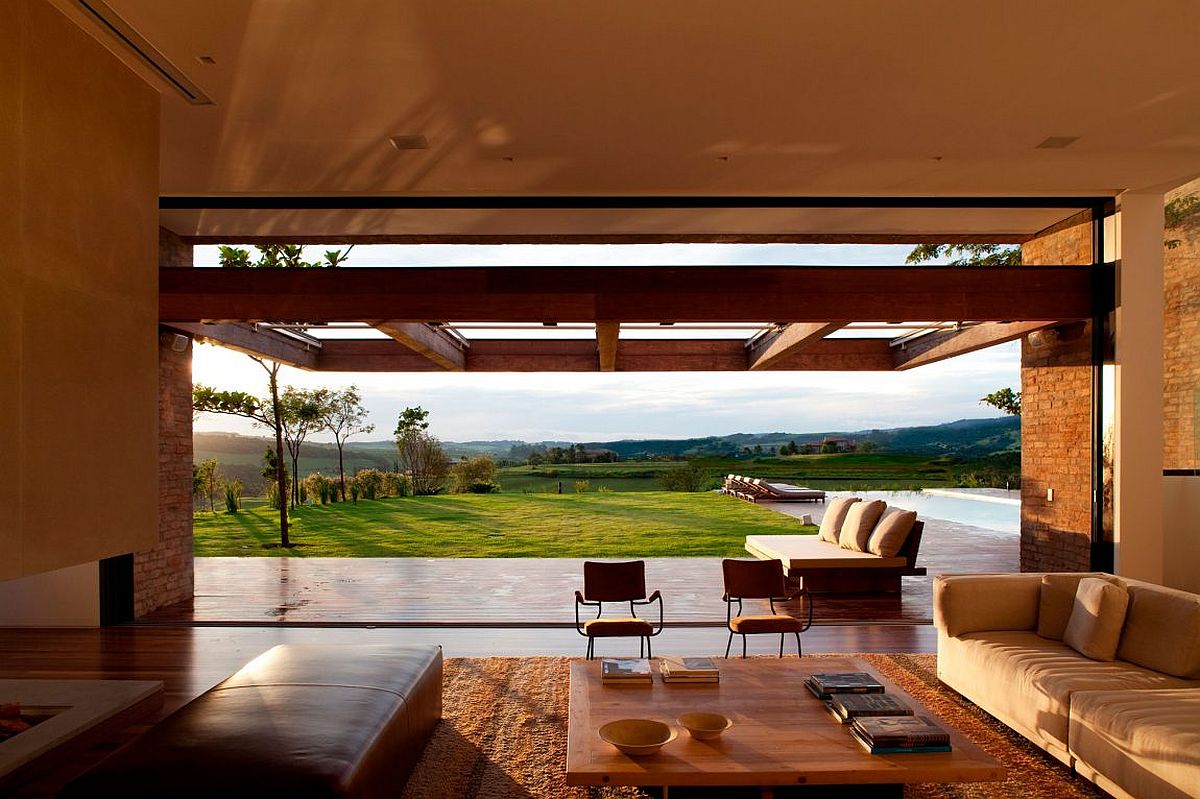 Stunning views of the green landscape and golf course from the stylish Sao Paulo home