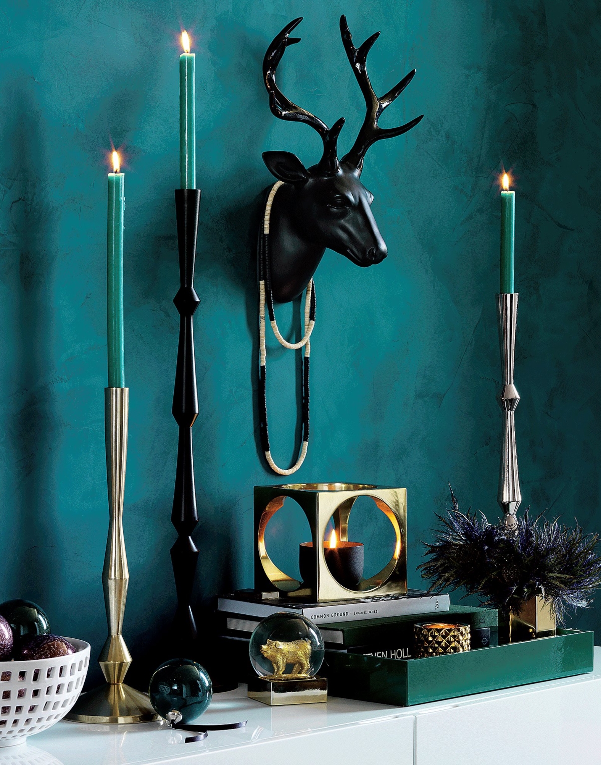 Teal holiday vignette from CB2