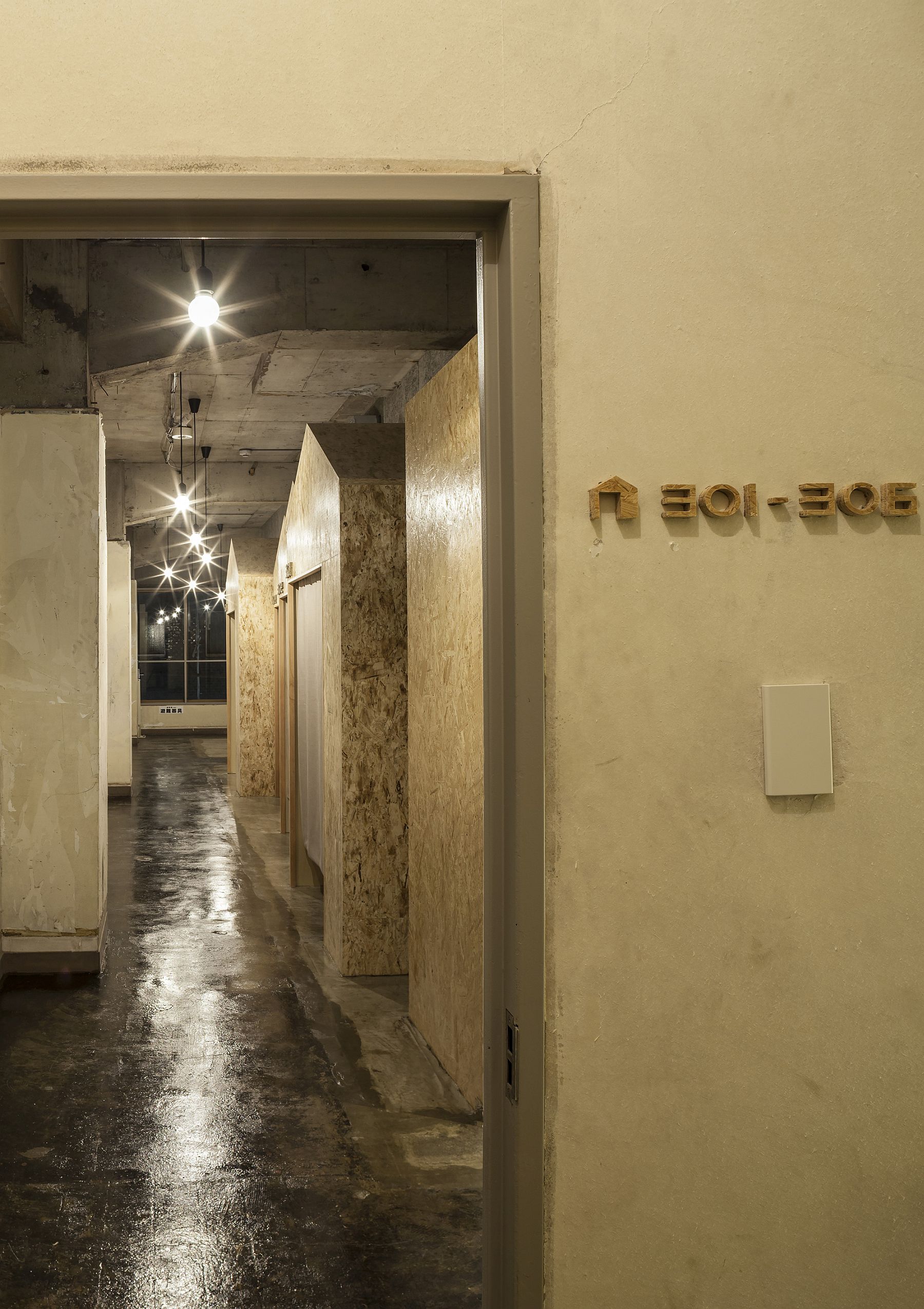 Textured walls and restored finishes give the hostel a timeless look