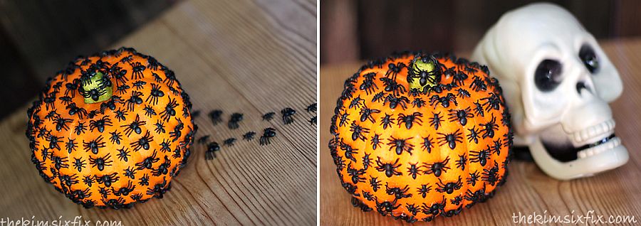 This DIY spider covered pumpkin definitely gives us the creeps [From: the kim six fix]