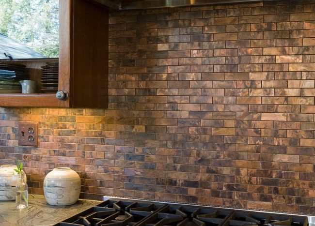 bronze copper kitchen wall backsplash wallpaper