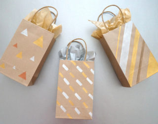 Painted DIY Gift Bags with Metallic Flair