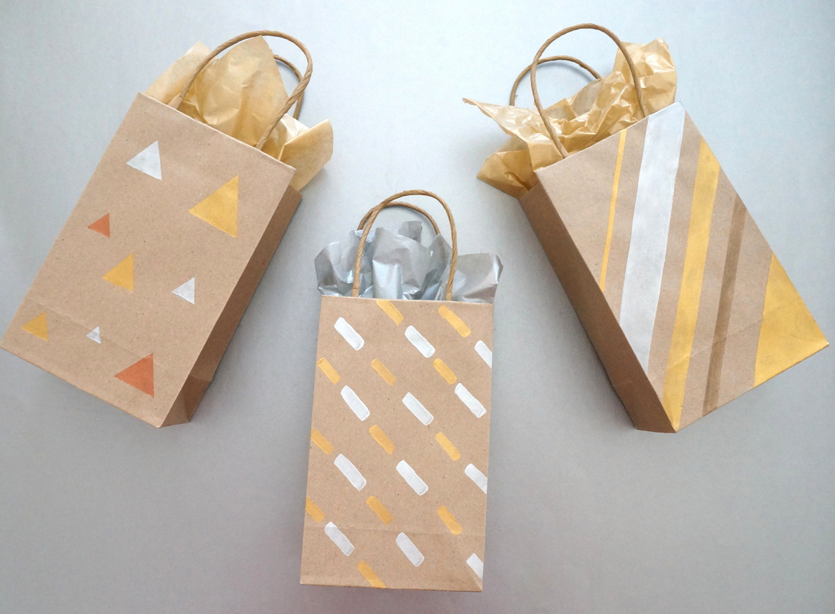 DIY metallic gift bags