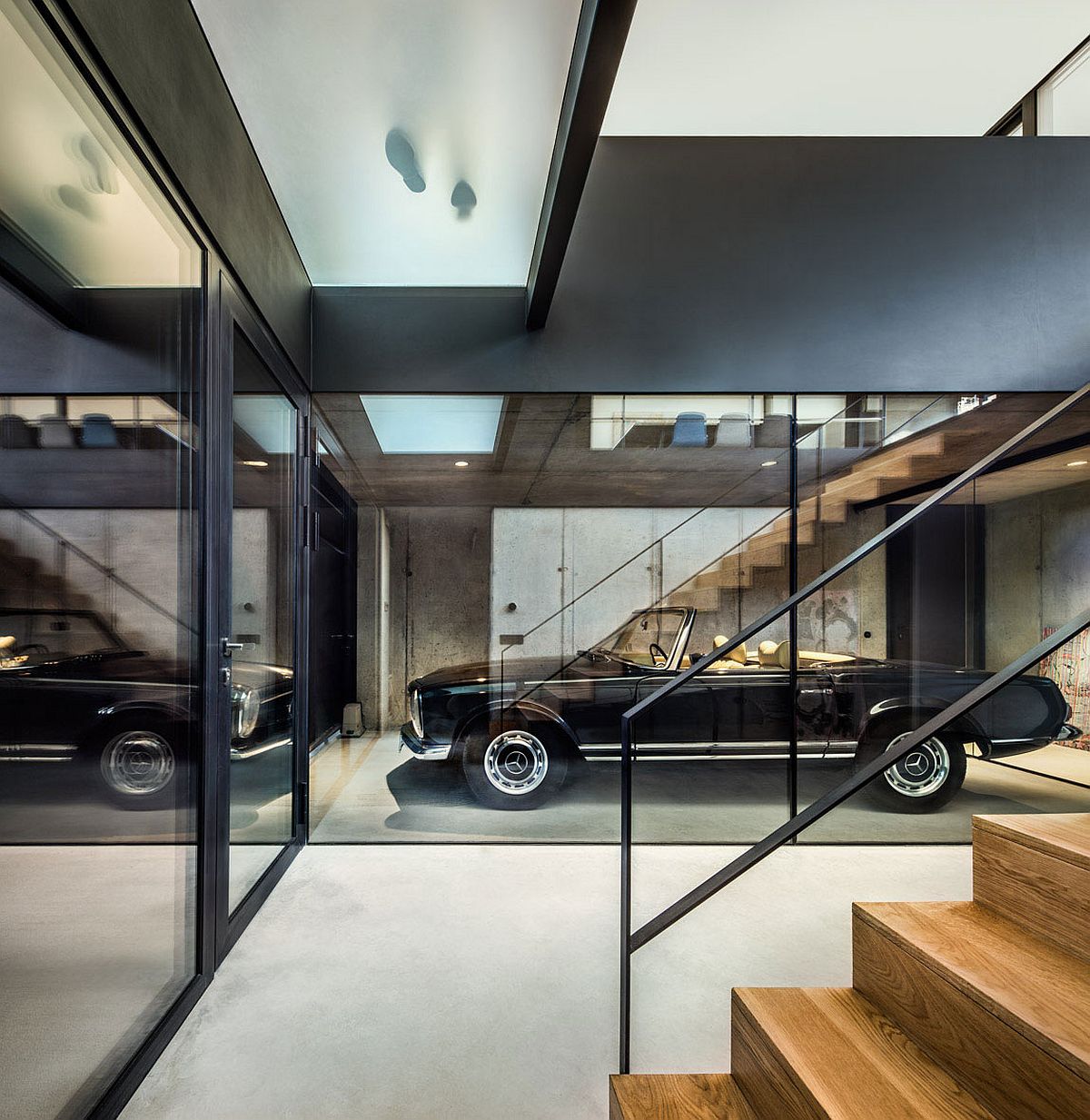Displayed vintage car becomes a part of the interior