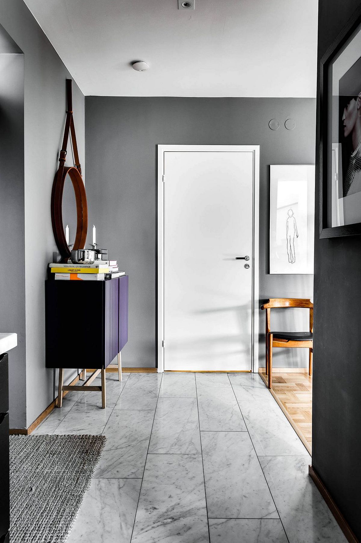 Entrance to the refined apartment in Stockholm with Scandinavian style