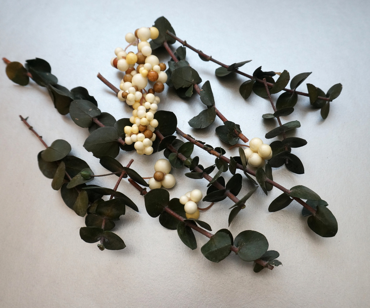 Eucalyptus and berries for a fall wreath