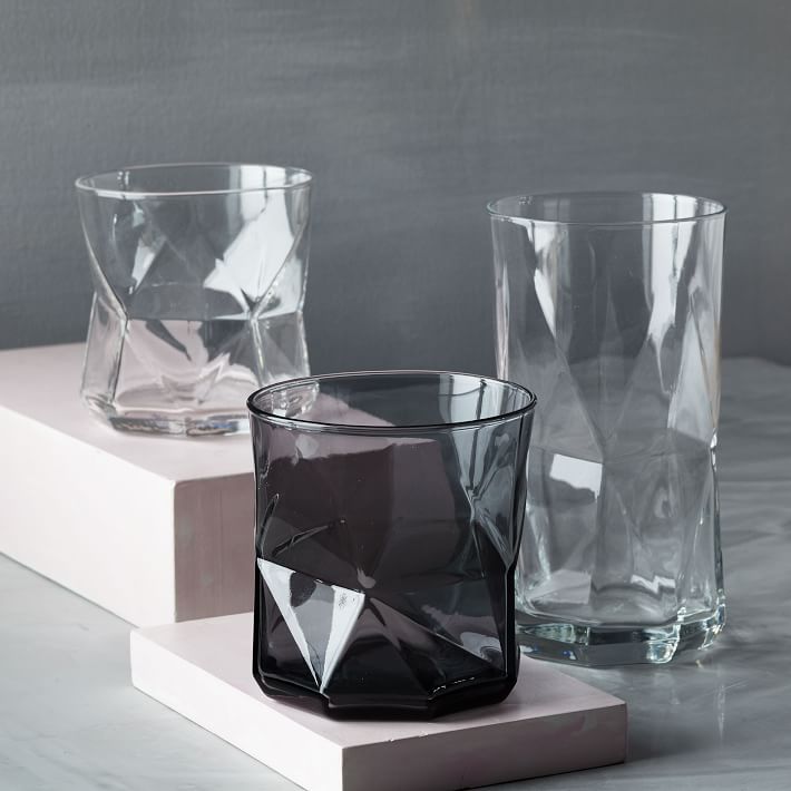 Faceted glassware from West Elm