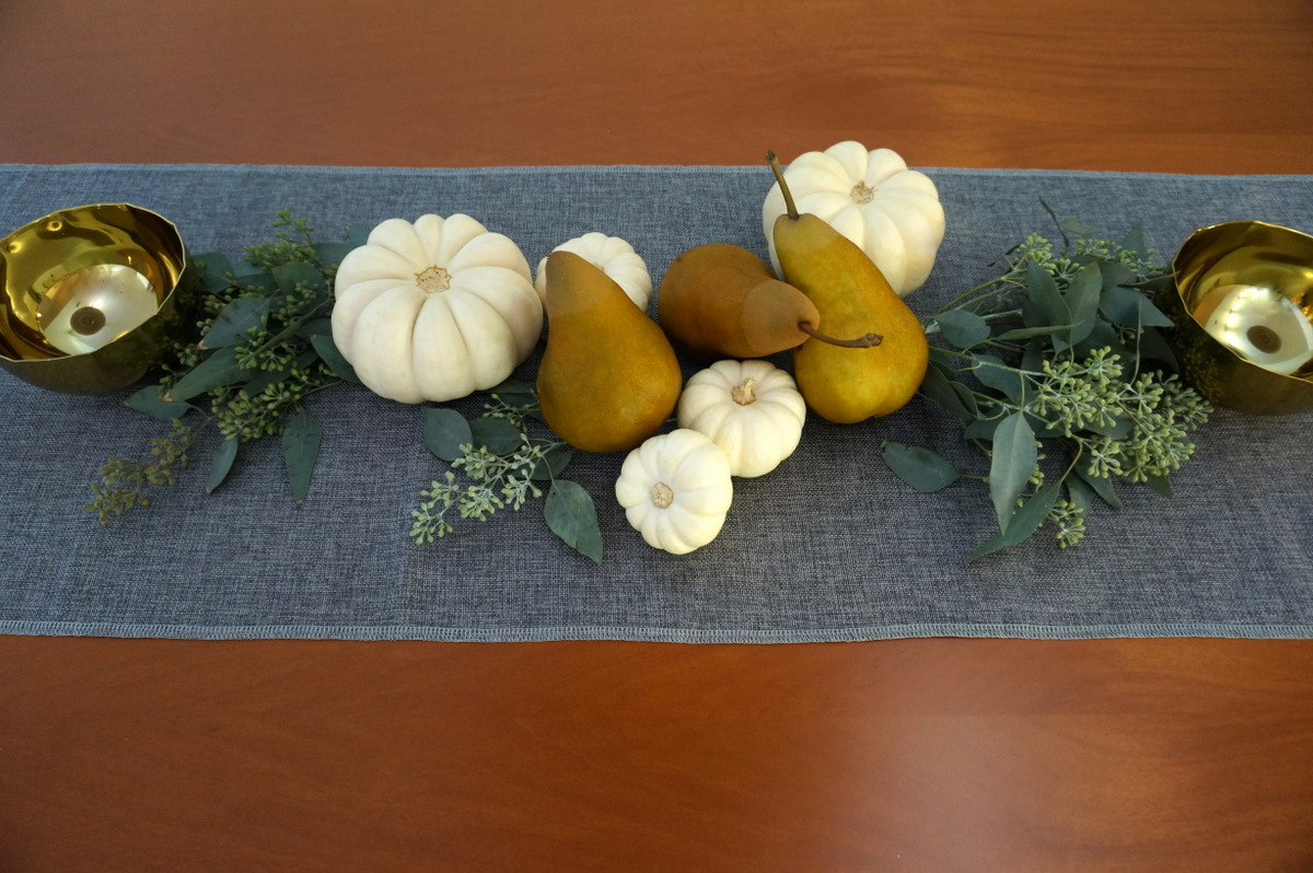 Fall centerpiece with brass bowls from CB2