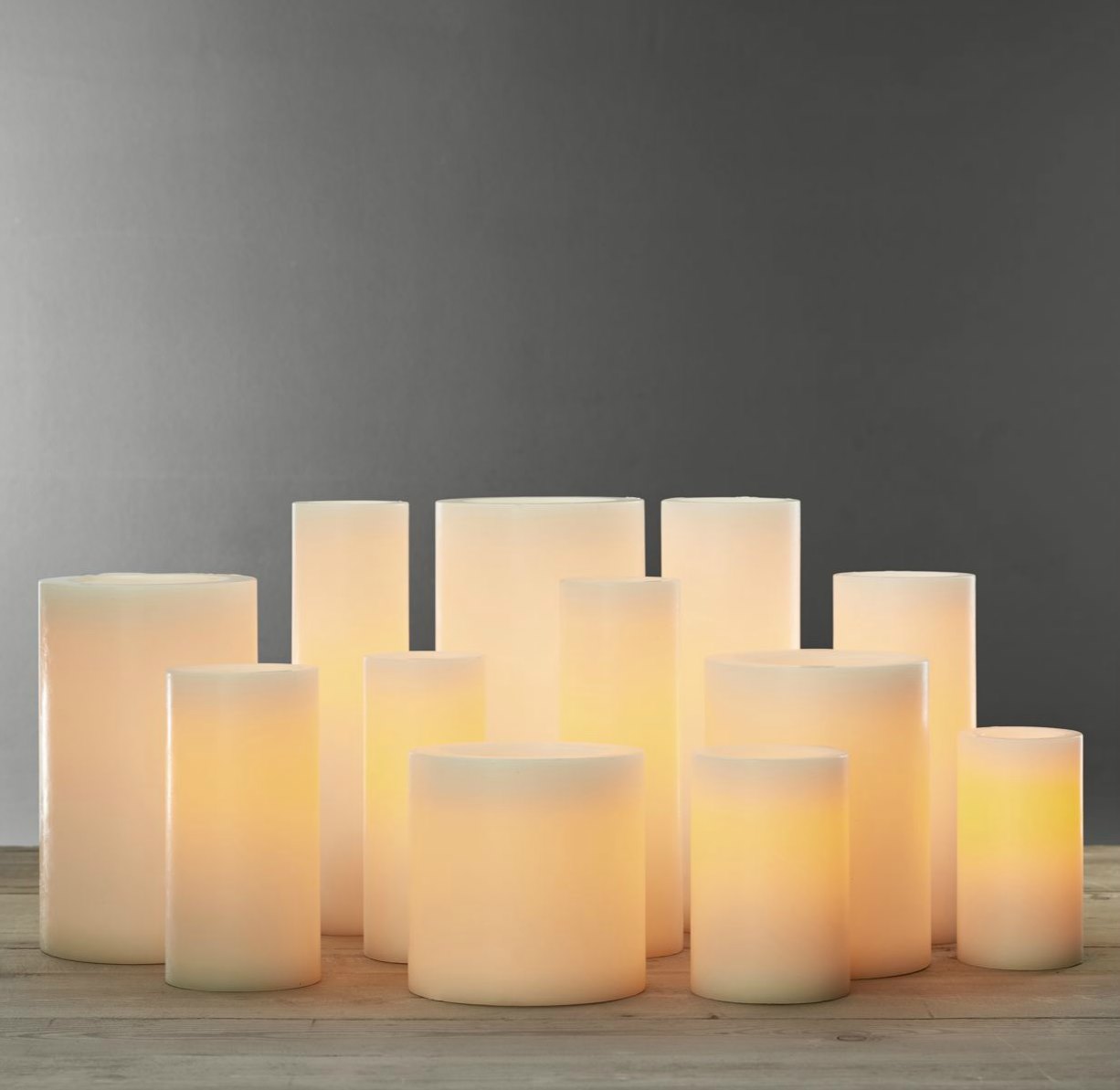 Flameless pillar candles from Restoration Hardware