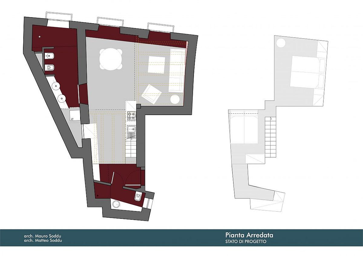 Floor plan of remodeled Italian home with smart mezzanine level