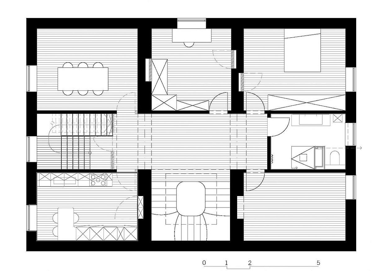 Floor plan of the living area of the Luxembourg house